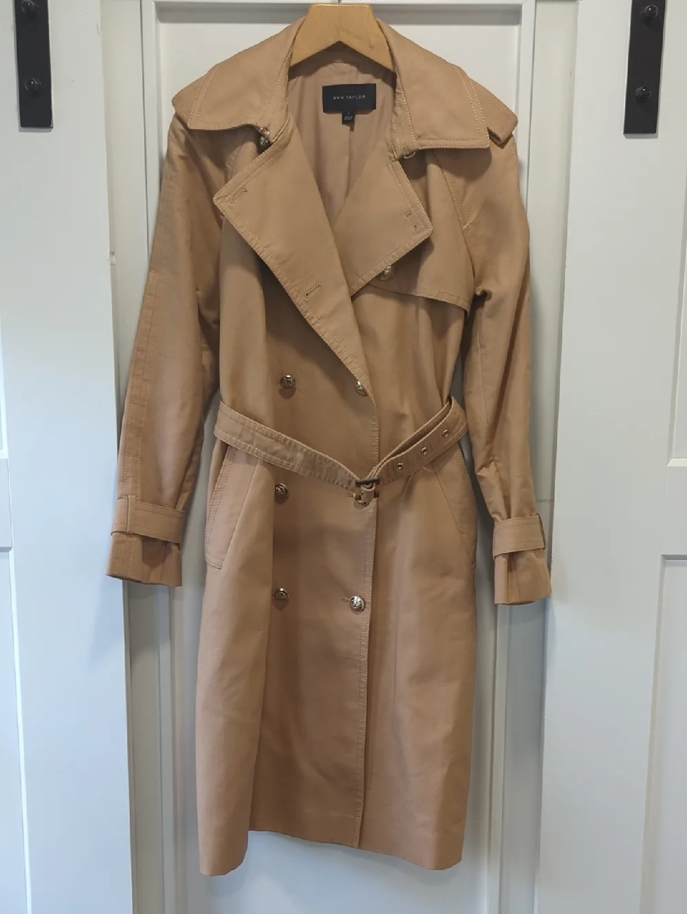 Ann Taylor Double Breasted Camel Trench Coat with Belt Size Small - Picture 1 of 12